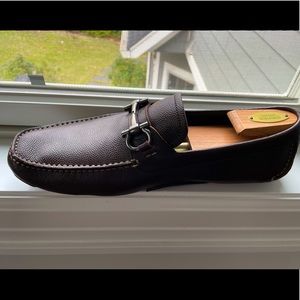 Ferragamo Parigi Chocolate Pebble Calf Size 11